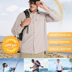 33,000ft Men's Long Sleeve Sun Protection Shirt UPF 50+ UV Quick Dry Cooling Fishing Shirts for Travel Safari Camping Hiking