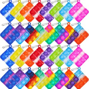 70Pcs Random Color Mini Pop Keychain Fidget Toy Push Bubble Pop Silicone Squeeze Sensory Toys Make Fun for Kids Anxiety Stress Reliever for Adults