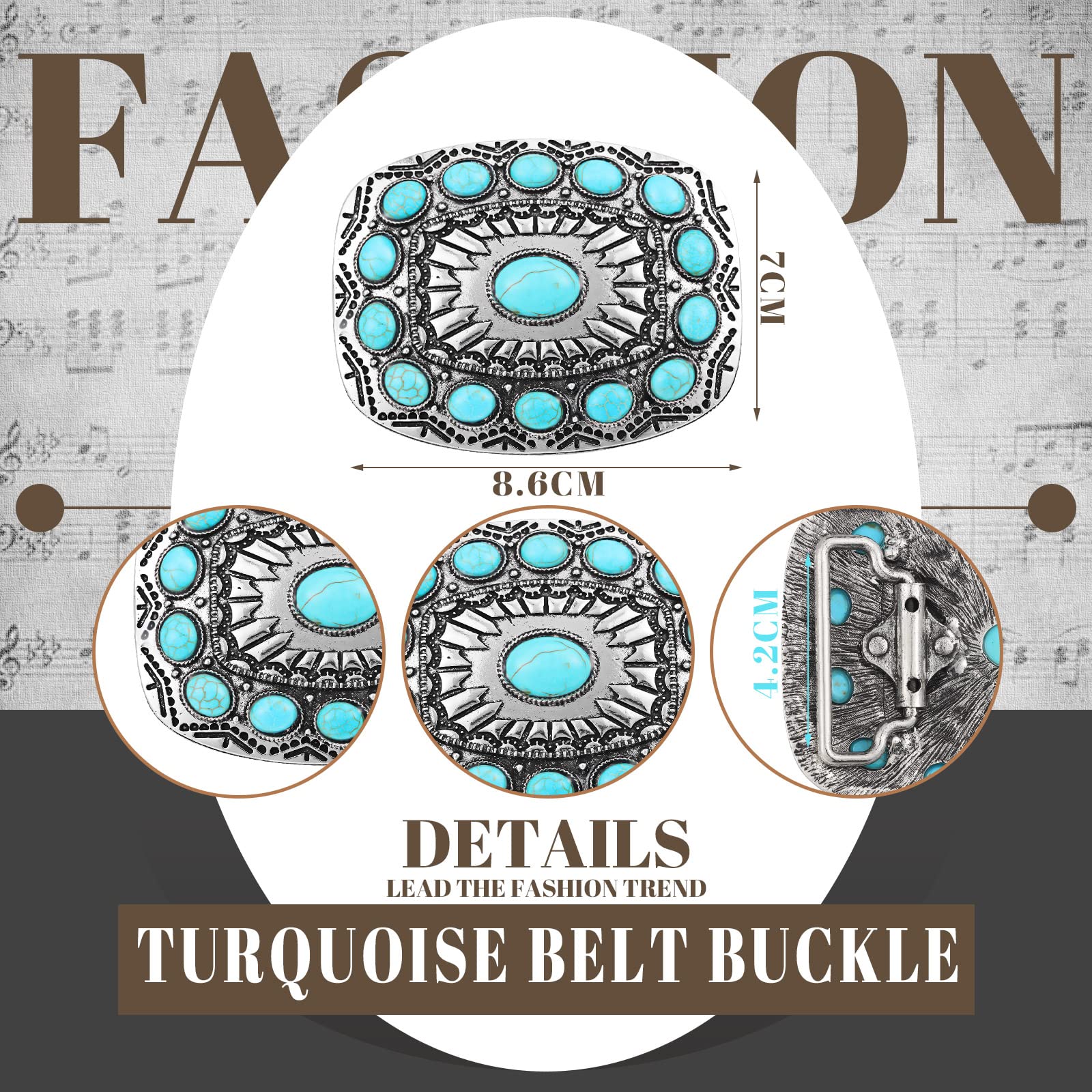 XunYee 2 Pcs Turquoise Belt Buckle Vintage Western Buckles Cowboy Cowgirl Turquoise Jewelry Western for Ladies Girls Women