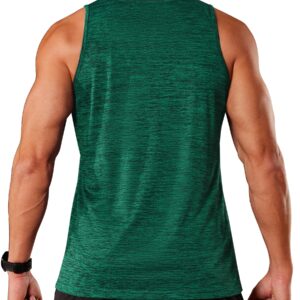 TACVASEN Dry Fit Tank Top Men Loose Fit Sleeveless Muscle T-Shirts Moisture Wicking Gym Workout Tank Top Bodybuilding Shirts Emerald Green L