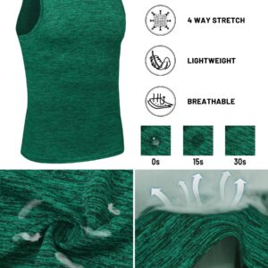 TACVASEN Dry Fit Tank Top Men Loose Fit Sleeveless Muscle T-Shirts Moisture Wicking Gym Workout Tank Top Bodybuilding Shirts Emerald Green L