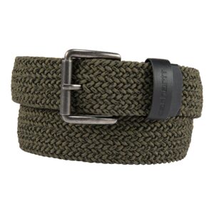 carhartt men's belt, rugged flex nylon cord braided (army green), large