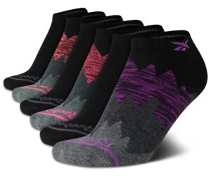 reebok women's athletic socks - performance low cut socks (6 pack), size 4-10, black marl