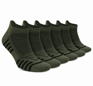 ankle socks with back heel tab for men low cut cool comfort fit athletic performance 6 pair pack (army green)