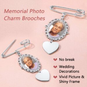 FindChic Personalized Wedding Boutonniere Oval Photo Charms Bouquet Pins Memorial Stainless Steel Customized Picture Text Engraved Brooch Mother of the Bride Decoration Accessories