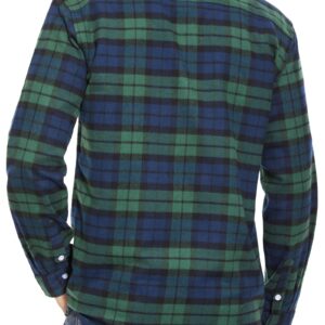 MAGCOMSEN Men's Long Sleeve Shirt Button Up Flannel Plaid Shirts Casual Work Shirts Spring Fall Shirts Green,2XL