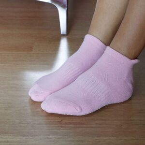 RATIVE Anti Slip Non Skid Barre Yoga Pilates Hospital Ankle Socks with grips for Adults Men Women (Small, 3-pairs/black+grey+pink)