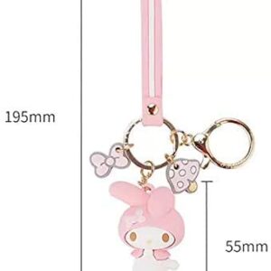 PaPiJoJo 2 Pcs Set My Melody + Kuromi,Cute Keychain Kawaii Anime Keychains Accessories Keyring Key Purse Car Backpack Charms