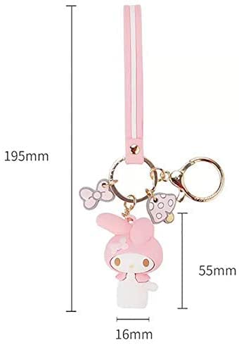 PaPiJoJo 2 Pcs Set My Melody + Kuromi,Cute Keychain Kawaii Anime Keychains Accessories Keyring Key Purse Car Backpack Charms