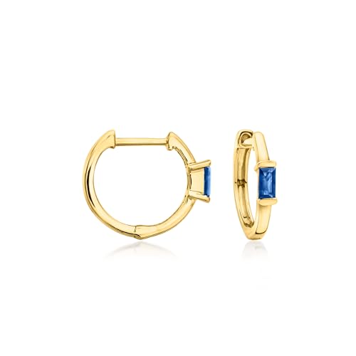 RS Pure by Ross-Simons 0.10 ct. t.w. Sapphire Huggie Hoop Earrings in 14kt Yellow Gold