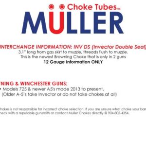 Muller Choke Tubes [INV DS 12 Gauge Featherlite Competition Choke Tube Used for Browning 725 & A5 INVECTOR DS (U0)