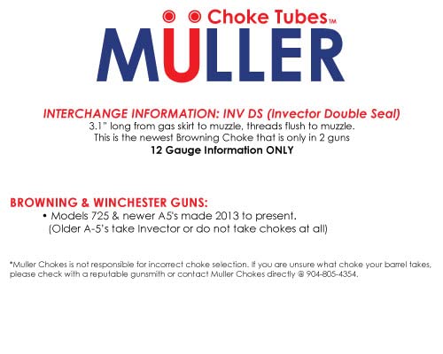 Muller Choke Tubes [INV DS 12 Gauge Featherlite Competition Choke Tube Used for Browning 725 & A5 INVECTOR DS (U0)