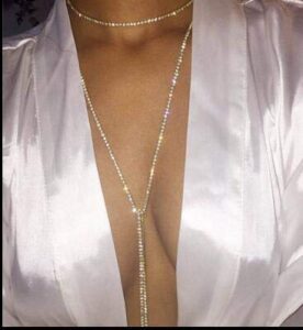 silver tassel rhinestone necklace exaggerated diamond claw chain long necklace sexy body chain chest chain