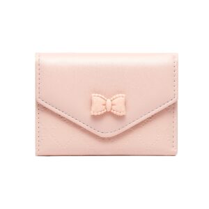 sunwel fashion trendy bow small bifold wallet with cash credit card holder id window for women girls