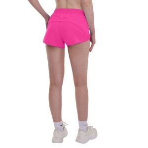 Aurefin Running Shorts for Women，Lightweight Athletic Shorts with Mesh Liner and Zip Pocket Quick Dry Workout Sports Shorts Sonic Pink/Medium