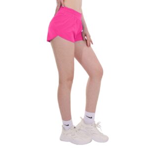 Aurefin Running Shorts for Women，Lightweight Athletic Shorts with Mesh Liner and Zip Pocket Quick Dry Workout Sports Shorts Sonic Pink/Medium