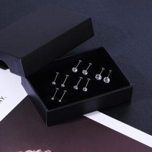 PunkTracker 16G 18G 20G 6/8/10MM Threadless Piercing Jewelry for Tragus Nose Helix Conch Medusa Lip Labret - Surgical Steel Nose Studs for Women Men