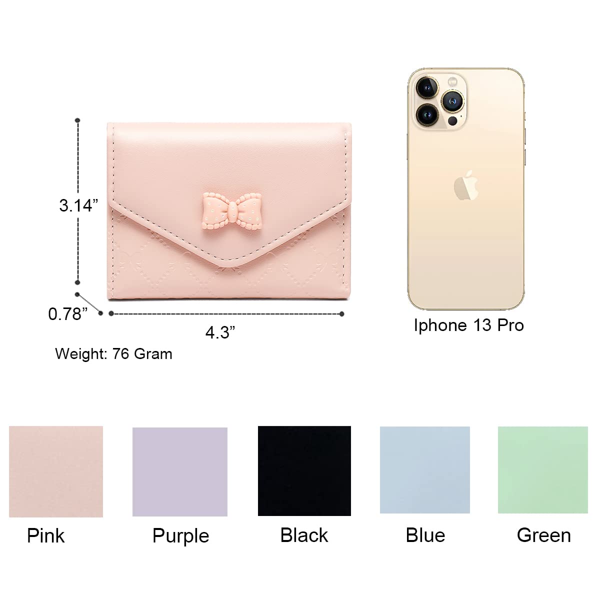 Sunwel Fashion Trendy Bow Small Bifold Wallet with Cash Credit Card Holder ID Window for Women Girls