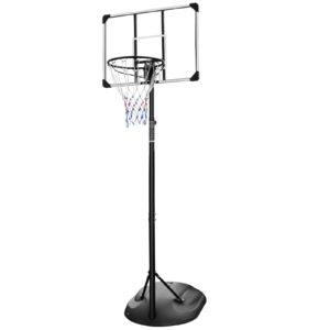 KL KLB Sport Portable Basketball Hoop System Stand Height Adjustable 7.5ft - 9.2ft with 32 Inch Backboard and Wheels for Youth Adults Indoor Outdoor Basketball Goal