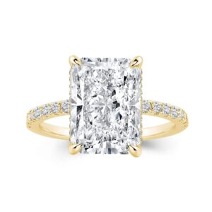 Effinny 3.5ct Radiant Cut Engagement Ring for Women,Yellow Gold Plated Sterling Silver Simulated Diamond White Sapphire Promise Ring(Size:7)