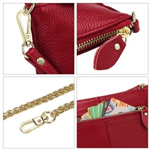 Uromee Wristlet Wallet Clutch Purses for Women Genuine Leather Crossbody Bag Handbag with Detachable Shoulder Chain