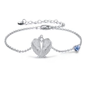 yfn angel wings bracelet 925 sterling silver guardian angel wings heart bracelets for women jewelry gifts