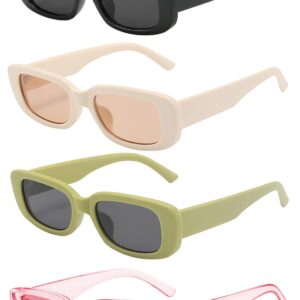 BOJOD Trendy Rectangle Sunglasses for Women Men green Chunky Frame 90s Y2K Rectangular colored bulk Sunglasses