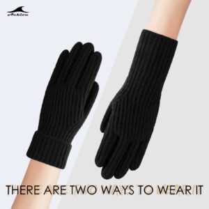 Achiou Winter Knit Gloves for Men Women, Touch Screen Texting Gloves, Warm Knitted Glove for Outdoor Soft Elastic Lining