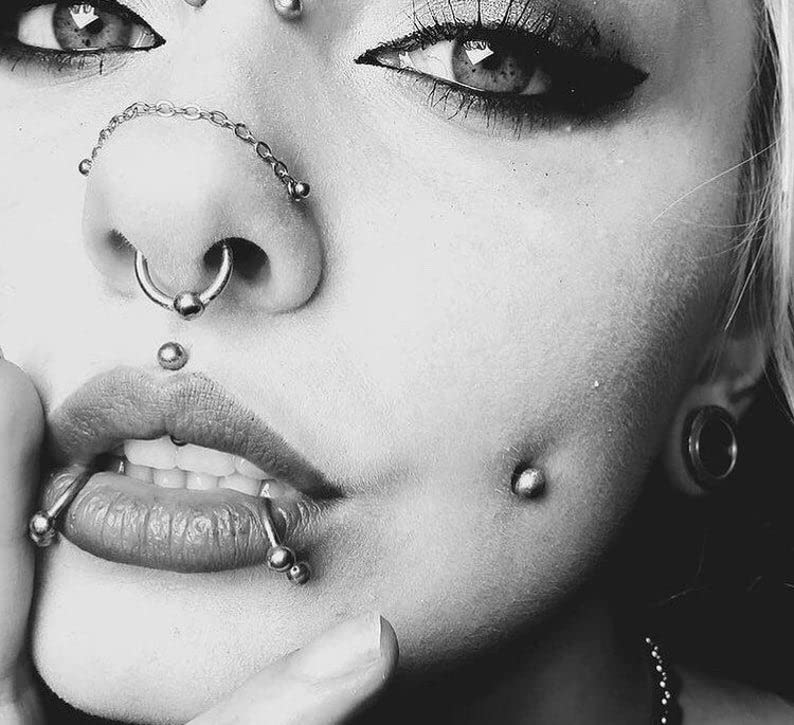 PunkTracker 16Pcs 20G Opal Nose Rings Surgical Steel Nose Studs for Women Nose Rings Studs with Chains Hypoallergenic Nose Piercing Jewelry