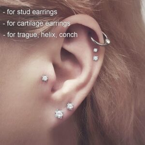 PunkTracker 16G 18G 20G 6/8/10MM Threadless Piercing Jewelry for Tragus Nose Helix Conch Medusa Lip Labret - Surgical Steel Nose Studs for Women Men