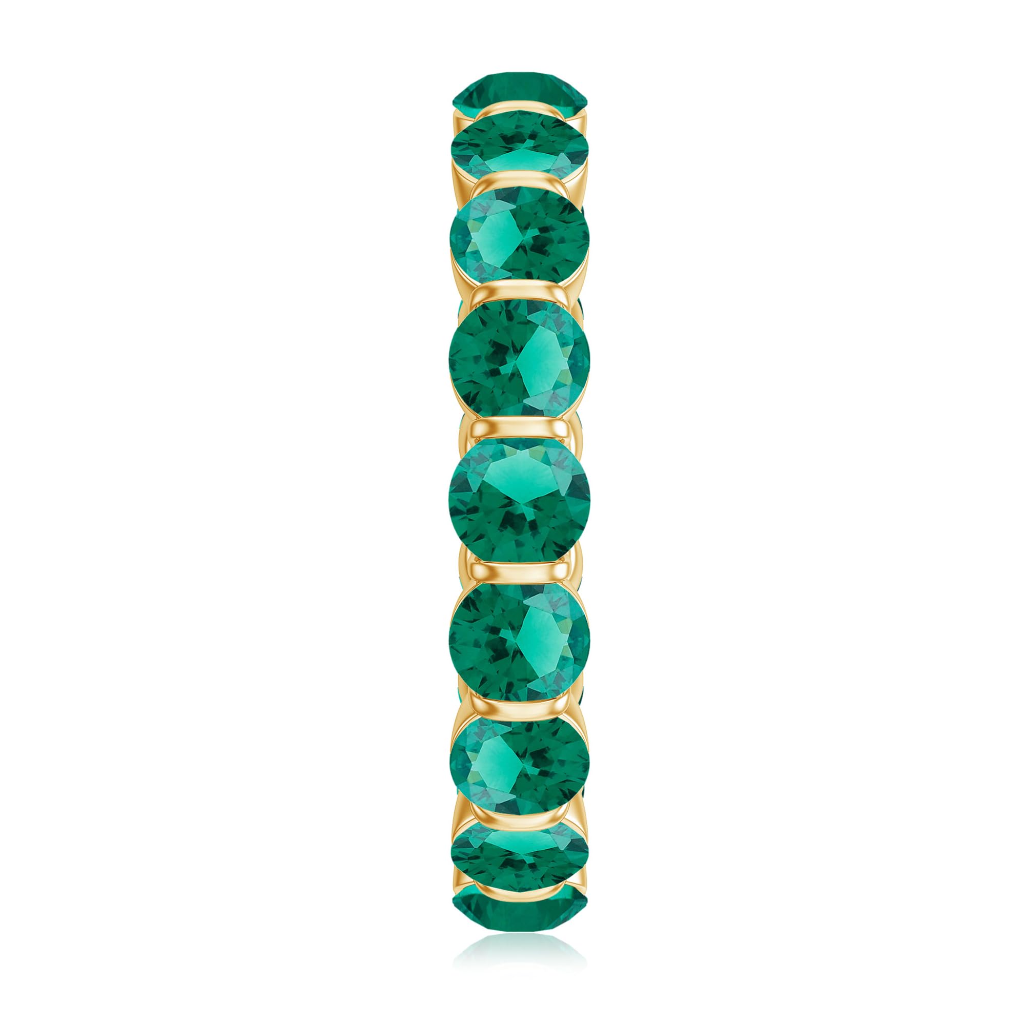 Rosec Jewels Certified Lab Grown Emerald Eternity Band Ring, AAAA Quality, Emerald Anniversary Ring for Women - Ready To Gift, 14K Yellow Gold, Size:US 9.00