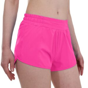 Aurefin Running Shorts for Women，Lightweight Athletic Shorts with Mesh Liner and Zip Pocket Quick Dry Workout Sports Shorts Sonic Pink/Medium