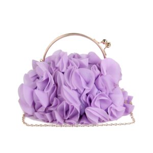 Lanpet Women Floral Clutch Purses Satin Flower Evening Bag Party Prom Handbags