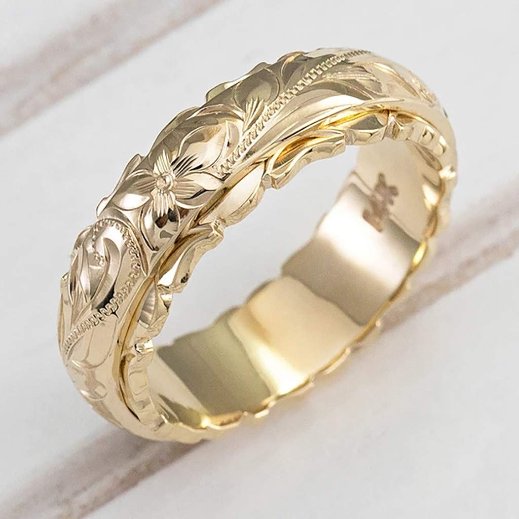 Gold Filled Band Silver Rings Bulk Sliver Silver Rings Elegant Wedding Gold and Jewelry 925 Flower Rings Stacking Ring Set (Gold, 10), Gold,Silver