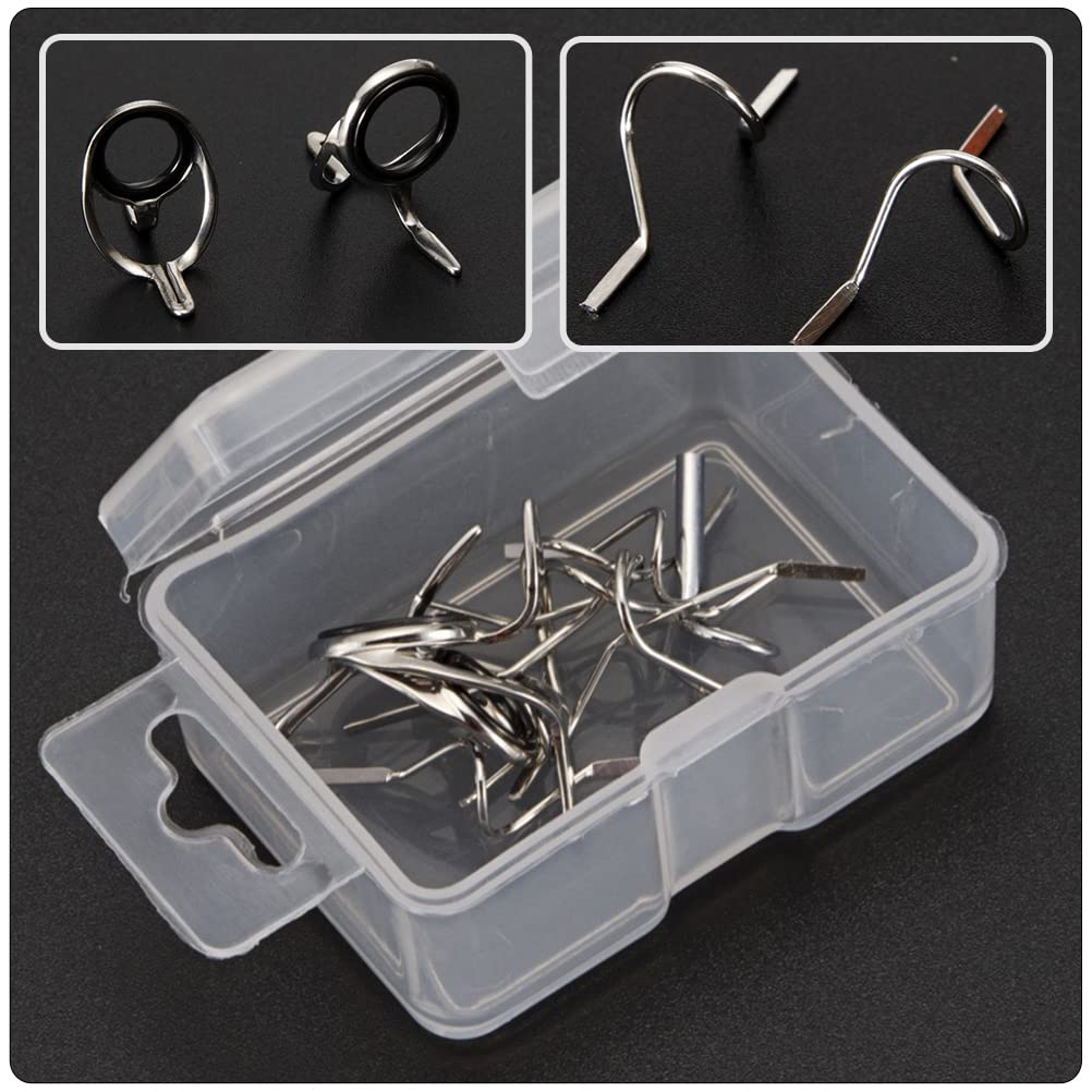 Fly Fishing Rod Building Kit Rod Tip Eye Rings Repair Kits Fishing Rod Guides Top Tip Deep Sea Rod Guide Ring Set 11Pcs