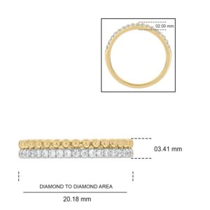 1/5cttw Diamond Anniversary Ring for Women with Beaded Style Detail, Stacking Anniversary Band in 18k Yellow Gold Plate, 18k Rose Gold Plate or 925 Sterling Silver, Diamond Stackable Ring for Women,6