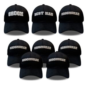 newshun groomsmen hats 8 pack bachelor party baseball hats set, groomsmen gifts embroidered adjustable cotton truck caps