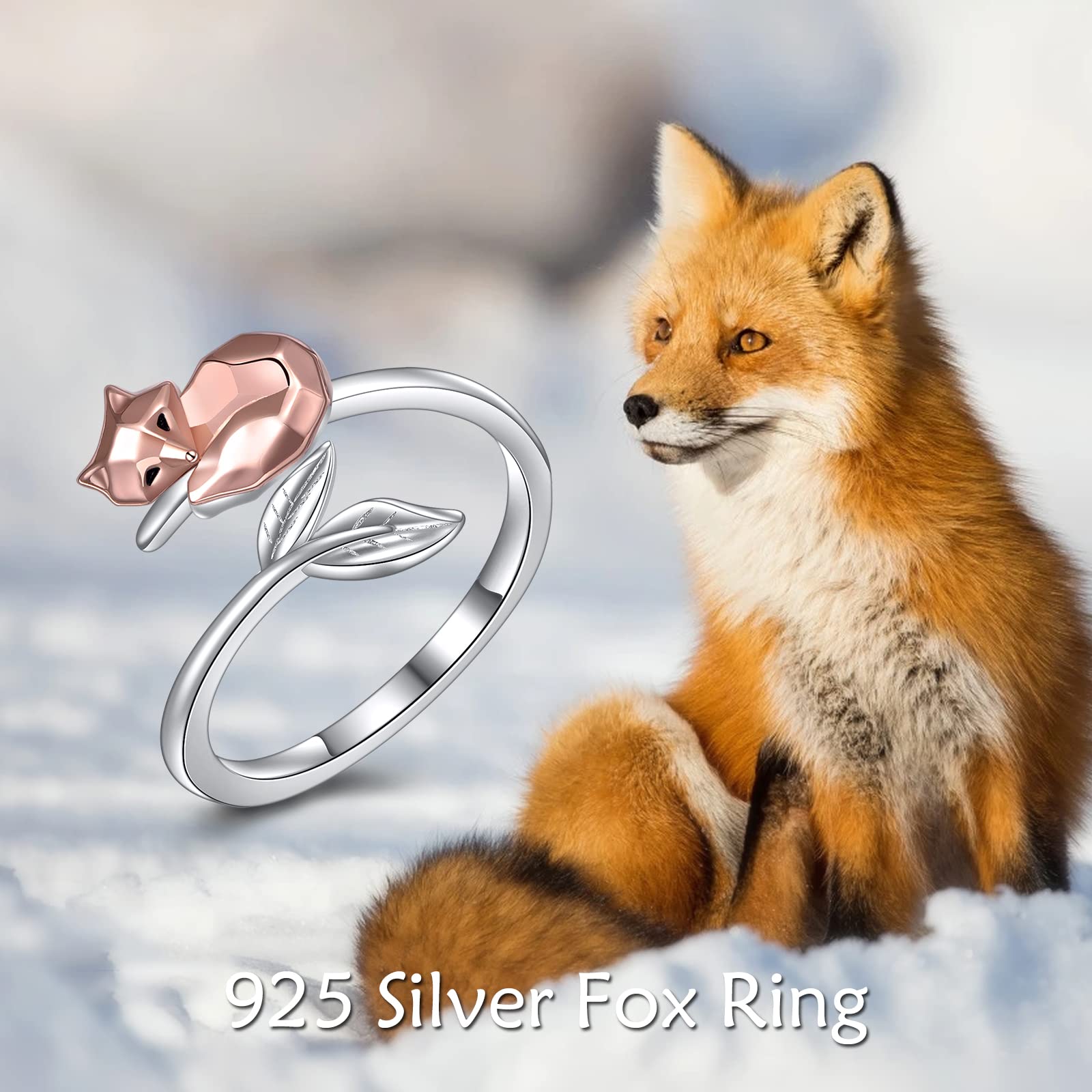 Fox Rings 925 Sterling Silver Origami Fox Ring Jewelry Anniversary Promise Romantic Gifts for Her Teen Girls