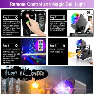 IMONE Fog Machine with Disco Light,Fog Machine Outdoor Indoor,Smoke Machine Fog 16 Colorful Led Lights Effect,Smoke Machine Wireless Remote,Party Disco Ball Lights,Fog Machine Outdoor