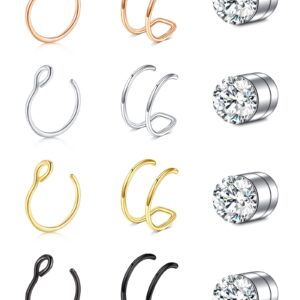 Longita Fake Nose Ring Magnetic Nose Ring Fake Nose Rings Hoop Fake Lip Ring Fake Noes Ring Stud Fake Nose Stud Magnetc Nose Stud Fake Nose Piercing Magnetic Nose Piercing