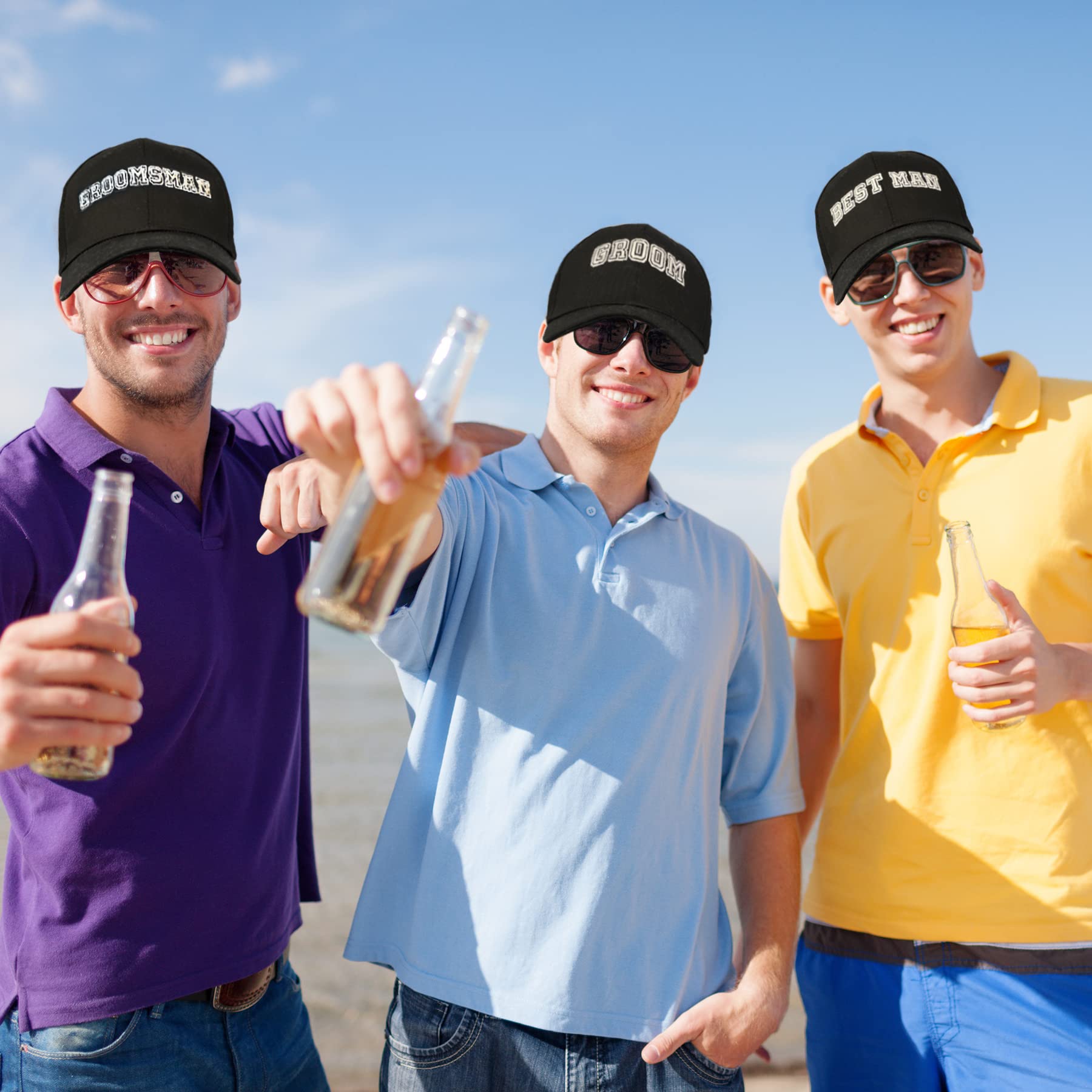 NewShun Groomsmen Hats 8 Pack Bachelor Party Baseball Hats Set, Groomsmen Gifts Embroidered Adjustable Cotton Truck Caps