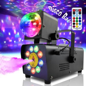 IMONE Fog Machine with Disco Light,Fog Machine Outdoor Indoor,Smoke Machine Fog 16 Colorful Led Lights Effect,Smoke Machine Wireless Remote,Party Disco Ball Lights,Fog Machine Outdoor