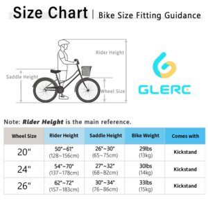 Glerc Missy 24" inch Girl Cruiser Kids Bike 6-Speed Teen Hybrid City Bicycle for Youth Ages 7 8 9 10 11 12 13 14 Years Old with Wicker Basket & Lightweight, Purple