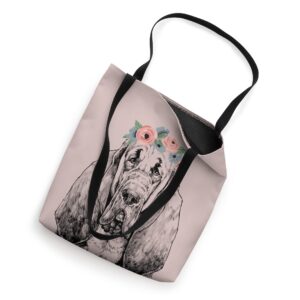 Bloodhound with Floral Headband Dog Mom Tote Bag