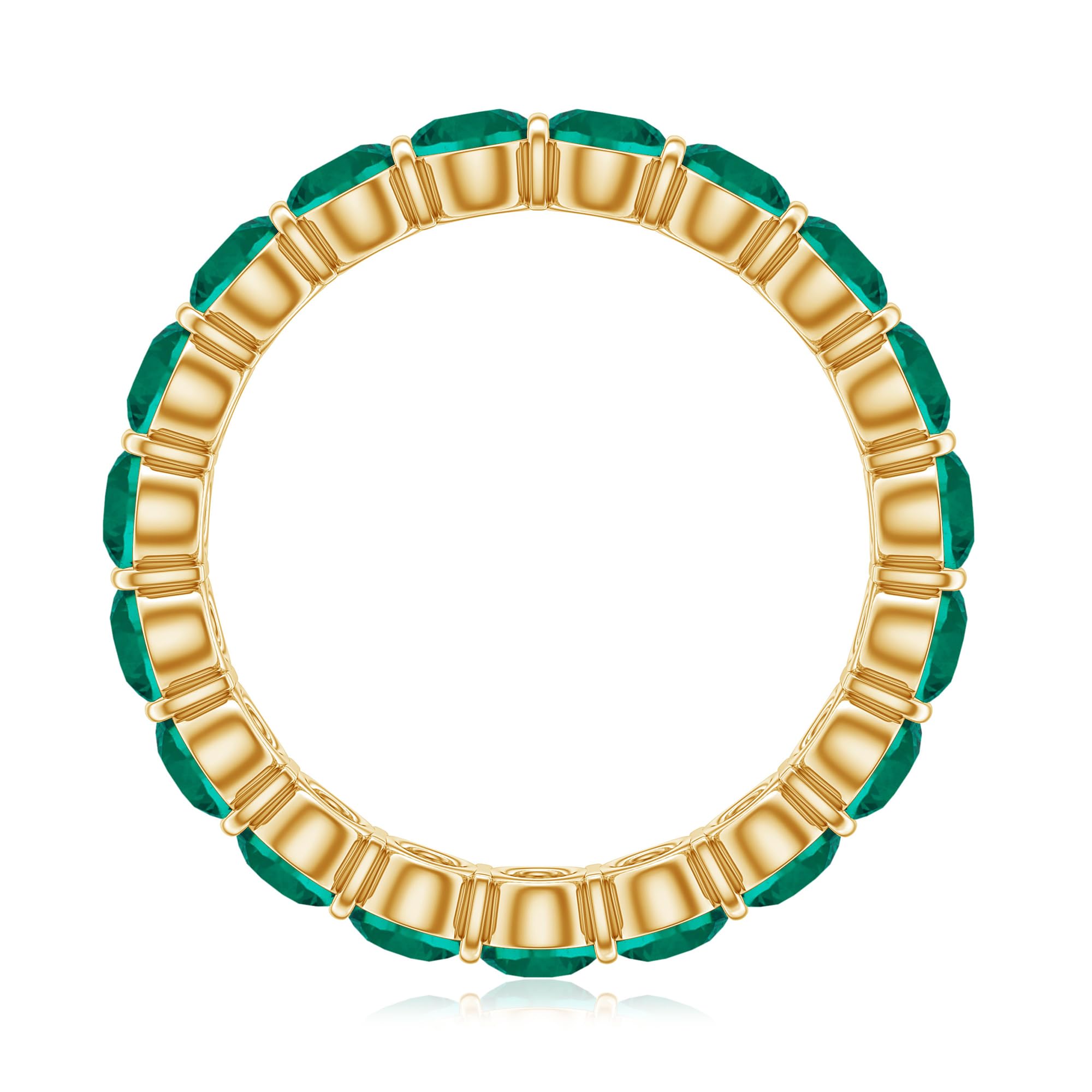 Rosec Jewels Certified Lab Grown Emerald Eternity Band Ring, AAAA Quality, Emerald Anniversary Ring for Women - Ready To Gift, 14K Yellow Gold, Size:US 9.00