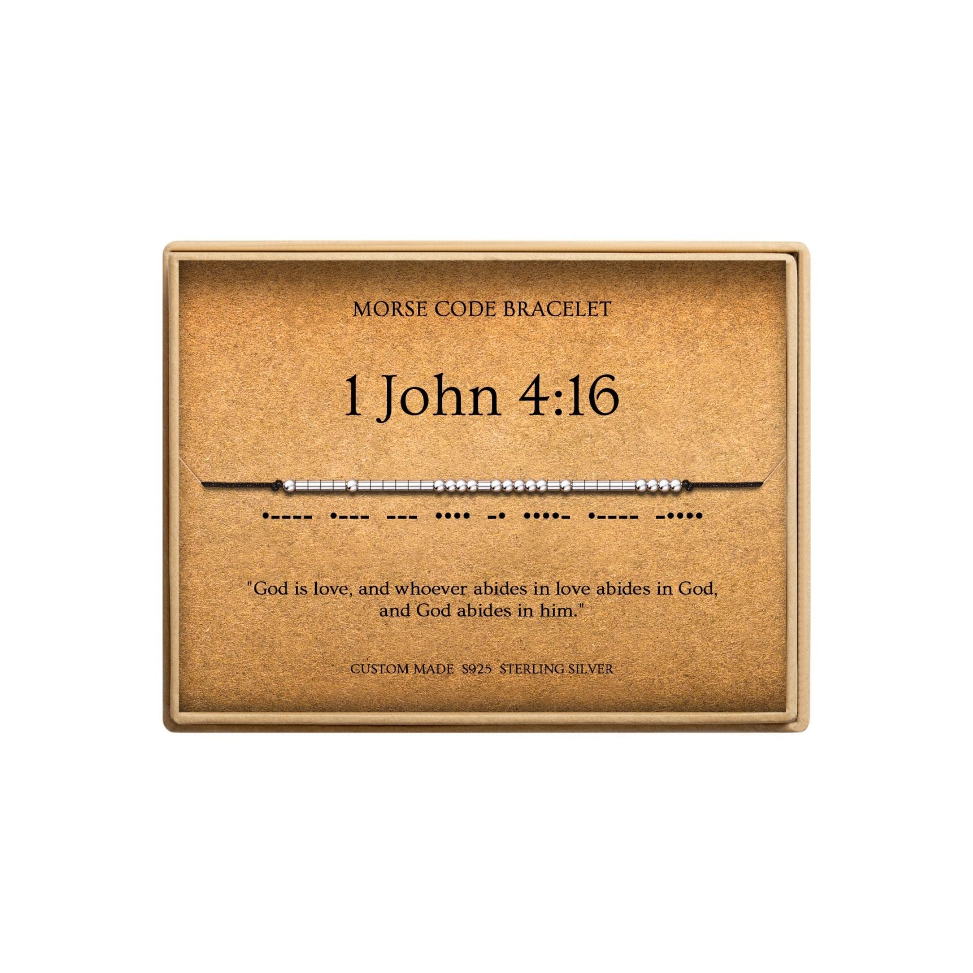 Sterling Silver Christian Bracelets for Women | 1 John 4:16 Bible Verse Morse Code | S925 Bracelets Inspirational Gifts for Women