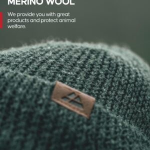 DANISH ENDURANCE Merino Wool Beanie for Men & Women, Knitted Winter Hat, Green, One Size