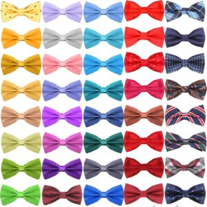 48 Pcs Bow Ties Bulk Elegant Pre Tied Bow Ties Formal Tuxedo Bowties Set with Adjustable Neck Band for Men Boys (Vivid Colors, Elegant Style)