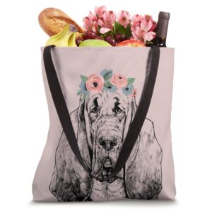 Bloodhound with Floral Headband Dog Mom Tote Bag