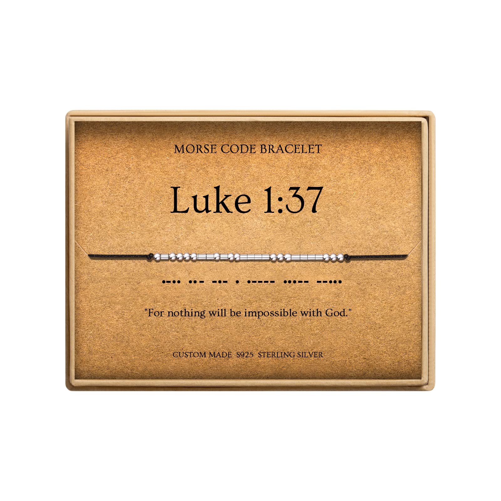 Sterling Silver Christian Bracelets for Women | Luke 1:37 Bible Verse Morse Code | S925 Bracelets Inspirational Gifts for Women